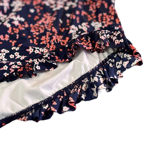 MICHAEL Michael Kors | High Leg Ruffle One Piece Swimsuit in Floral Navy - Picture 4 of 10